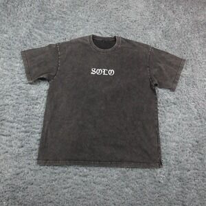 Solo Shirt Mens Large Black Angel Back Graphic T-Shirt Tee Vintage Wash NWOT